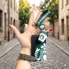 3D Silicone Keychain with Card Holder - Starbucks Design 4 - Silikona atslēgu piekariņš ar karšu turētāju