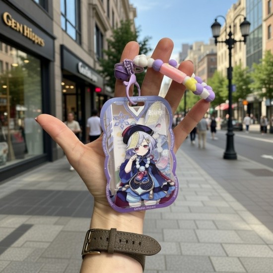 Genshin Impact Plastic Card Holder / Keychain - Qiqi - Пластиковый держатель для карточек / Брелок для ключей
