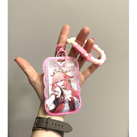Genshin Impact Plastic Card Holder / Keychain - Yae Miko - Atslēgu piekariņš / Plastmasas karšu turētājs ar tēlu