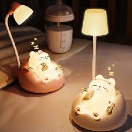 Light Friendly Cute Sleeping Cat 3D Silicone LED Night Lamp - Snaudošs kaķis - LED lampa